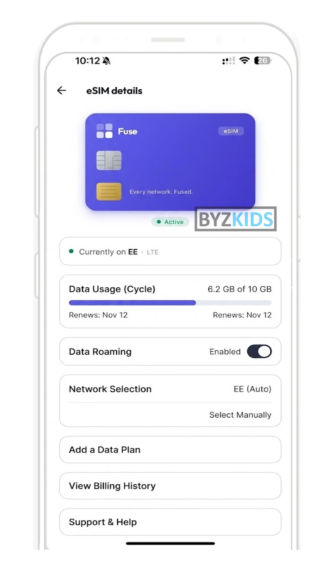 Fuse Mobile app screen