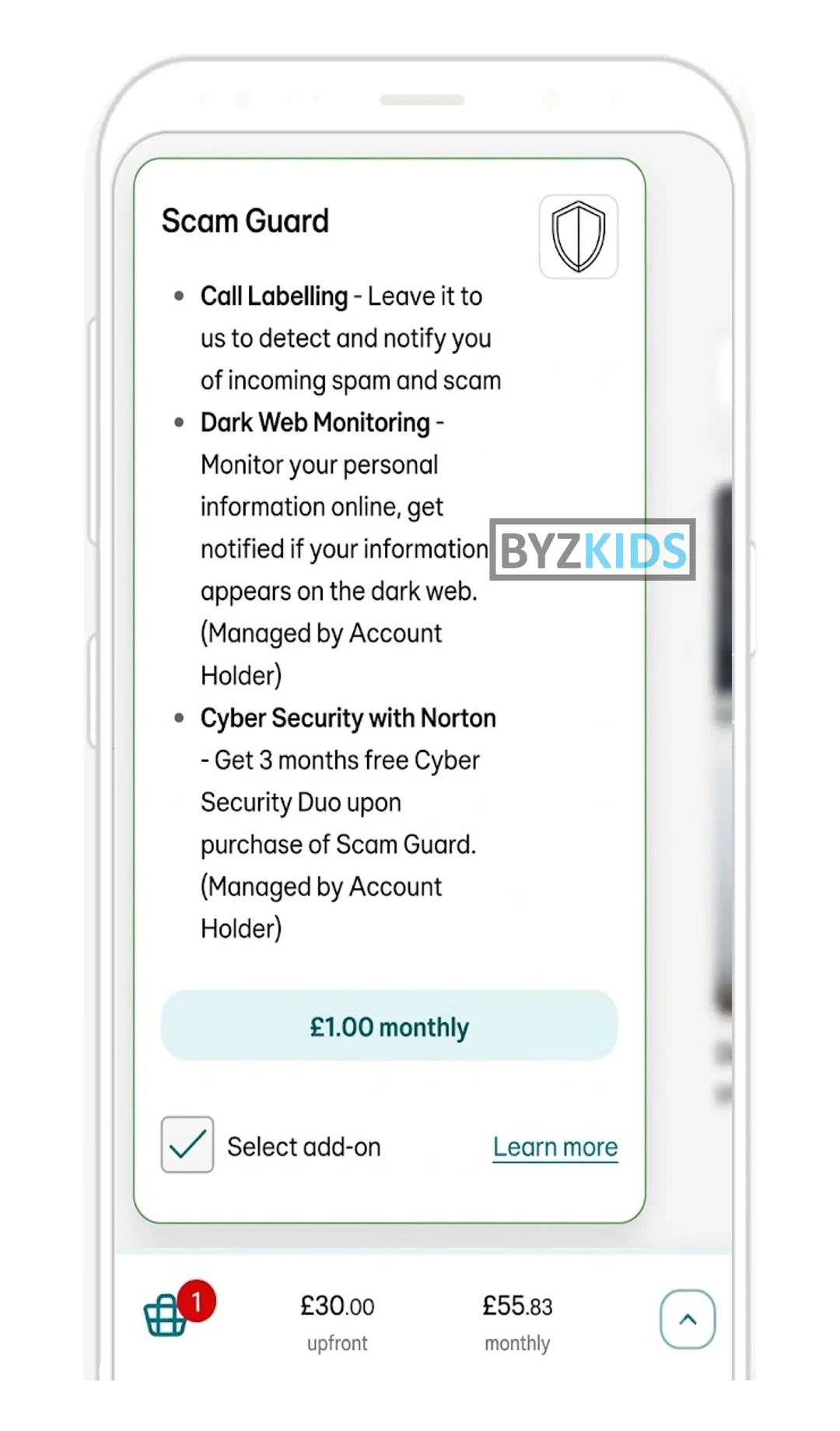 EE app screen