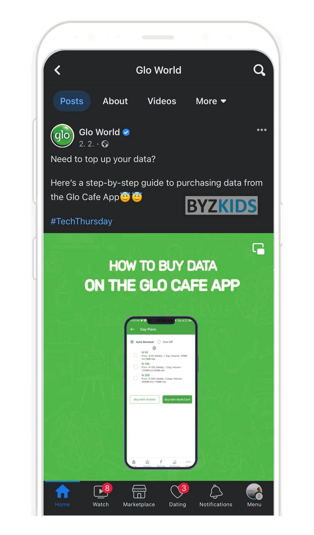 Glo Cafe app screen