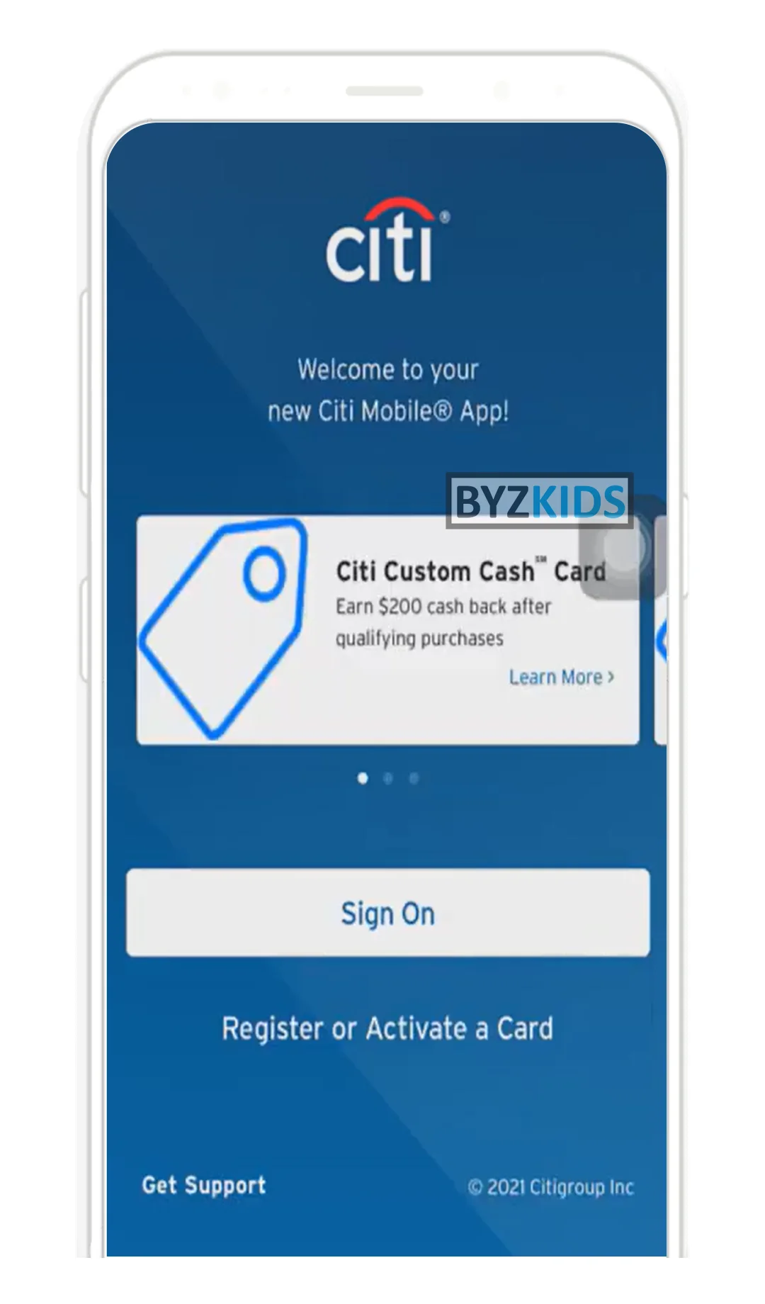 Citi Mobile app screen