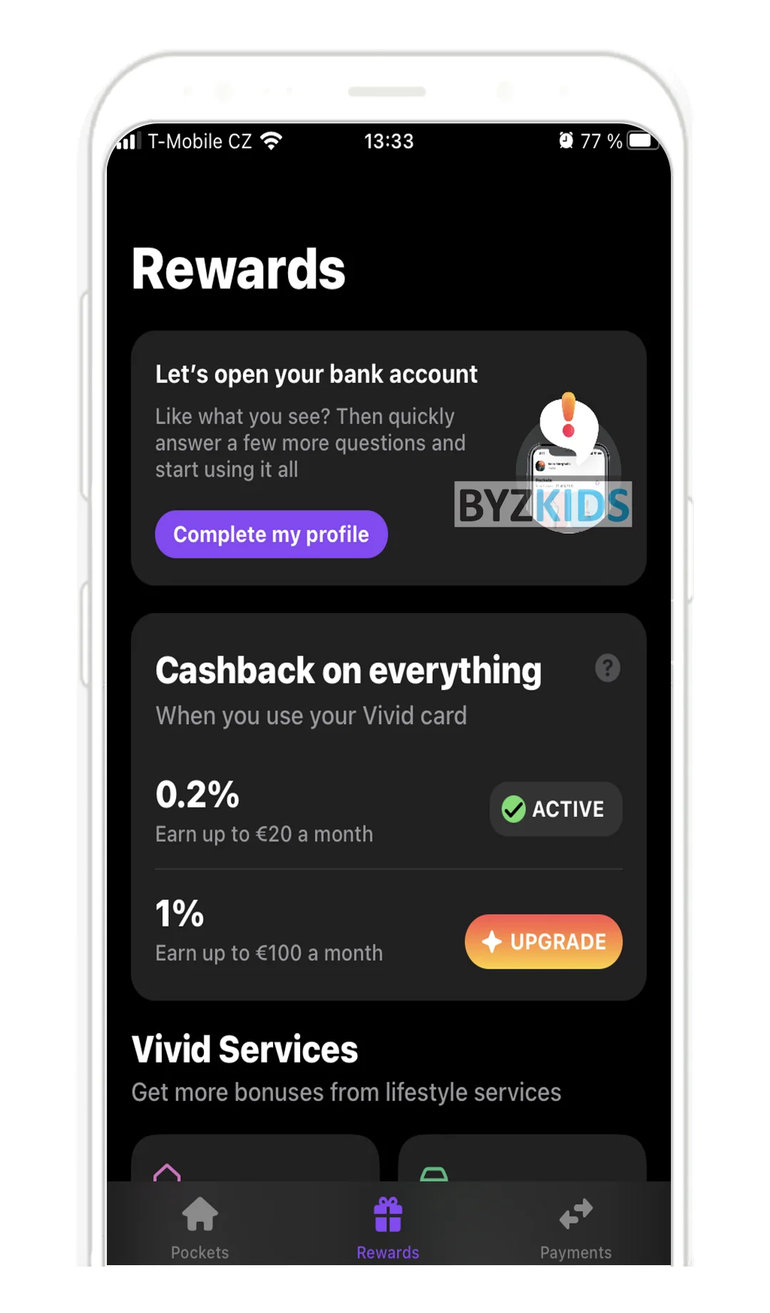 Vivid Money app screen