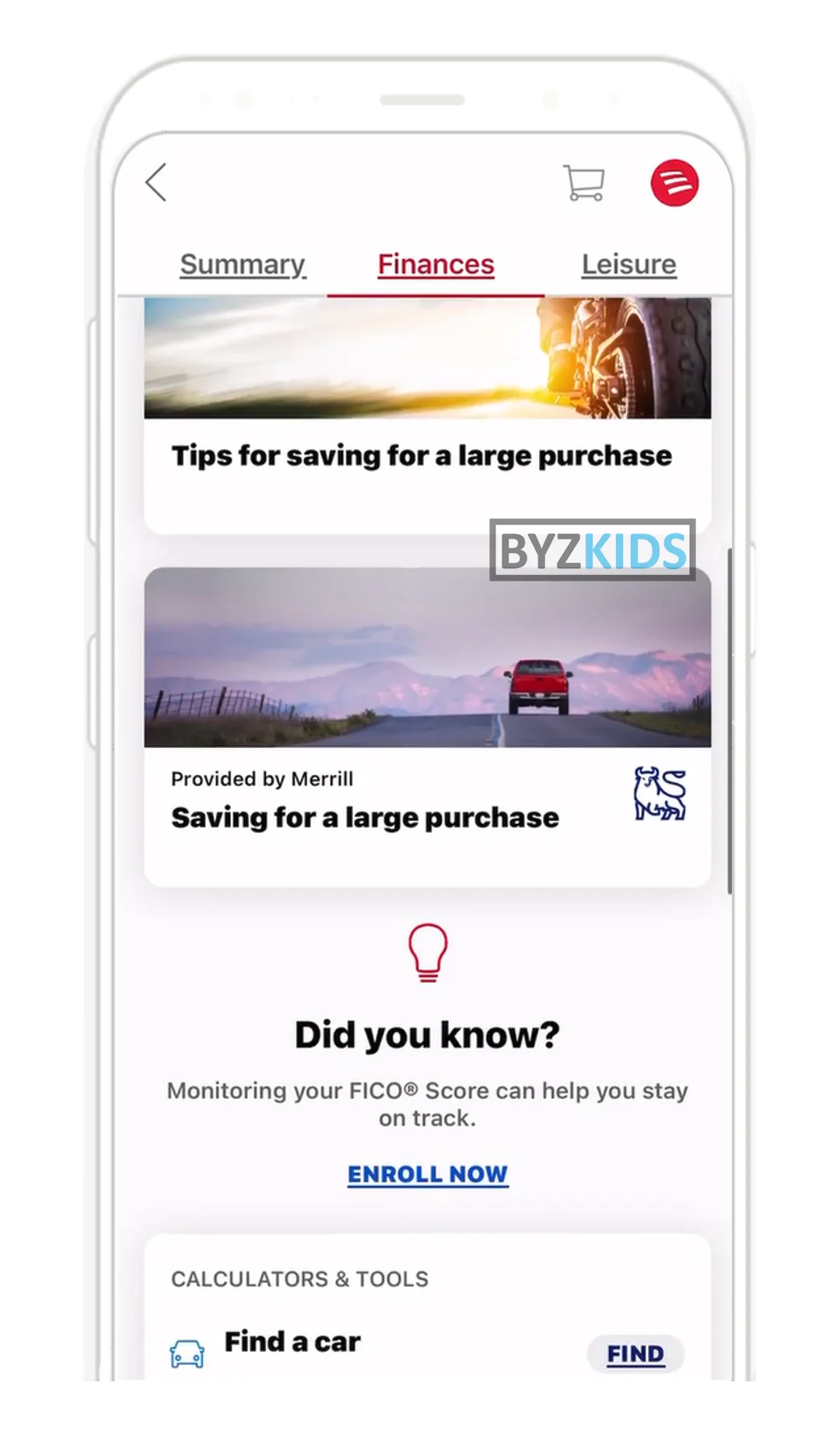 Bank of America Mobile Banking app screen