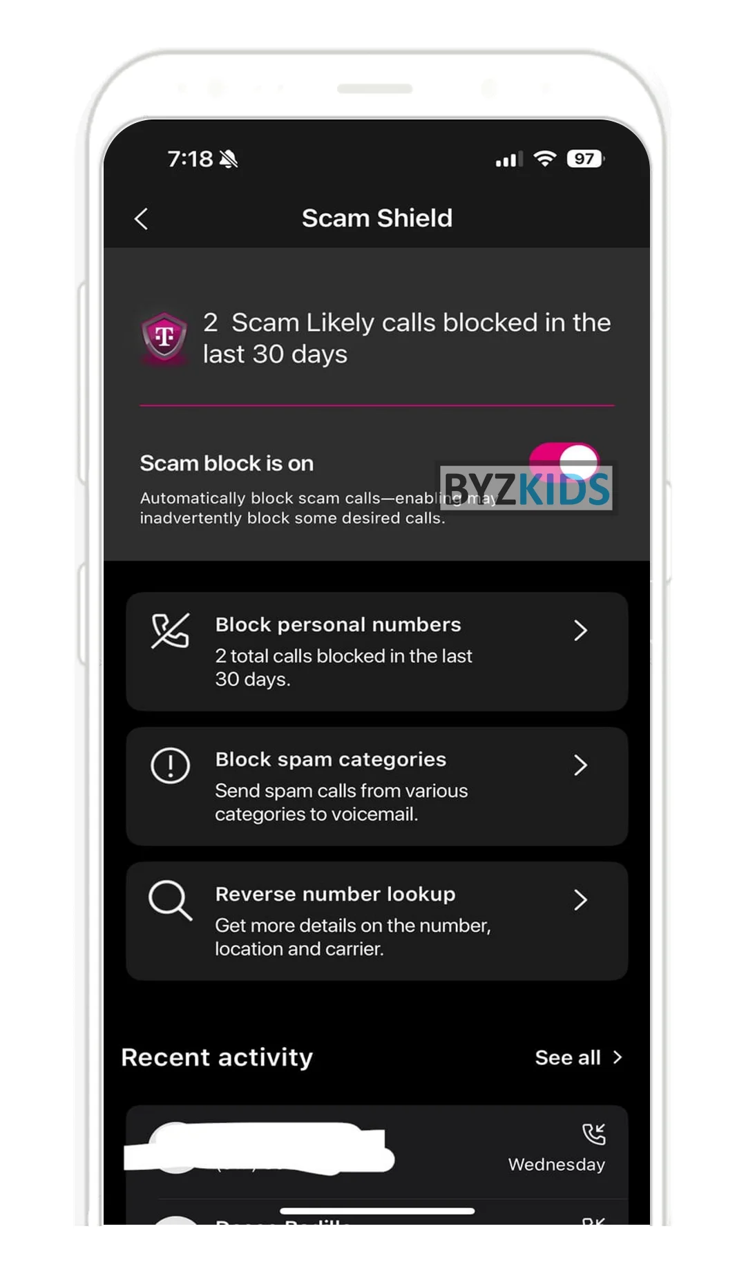 T-Mobile Scam Shield app screen