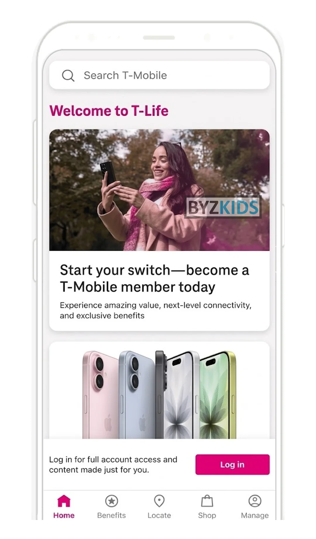 T-Mobile app screen
