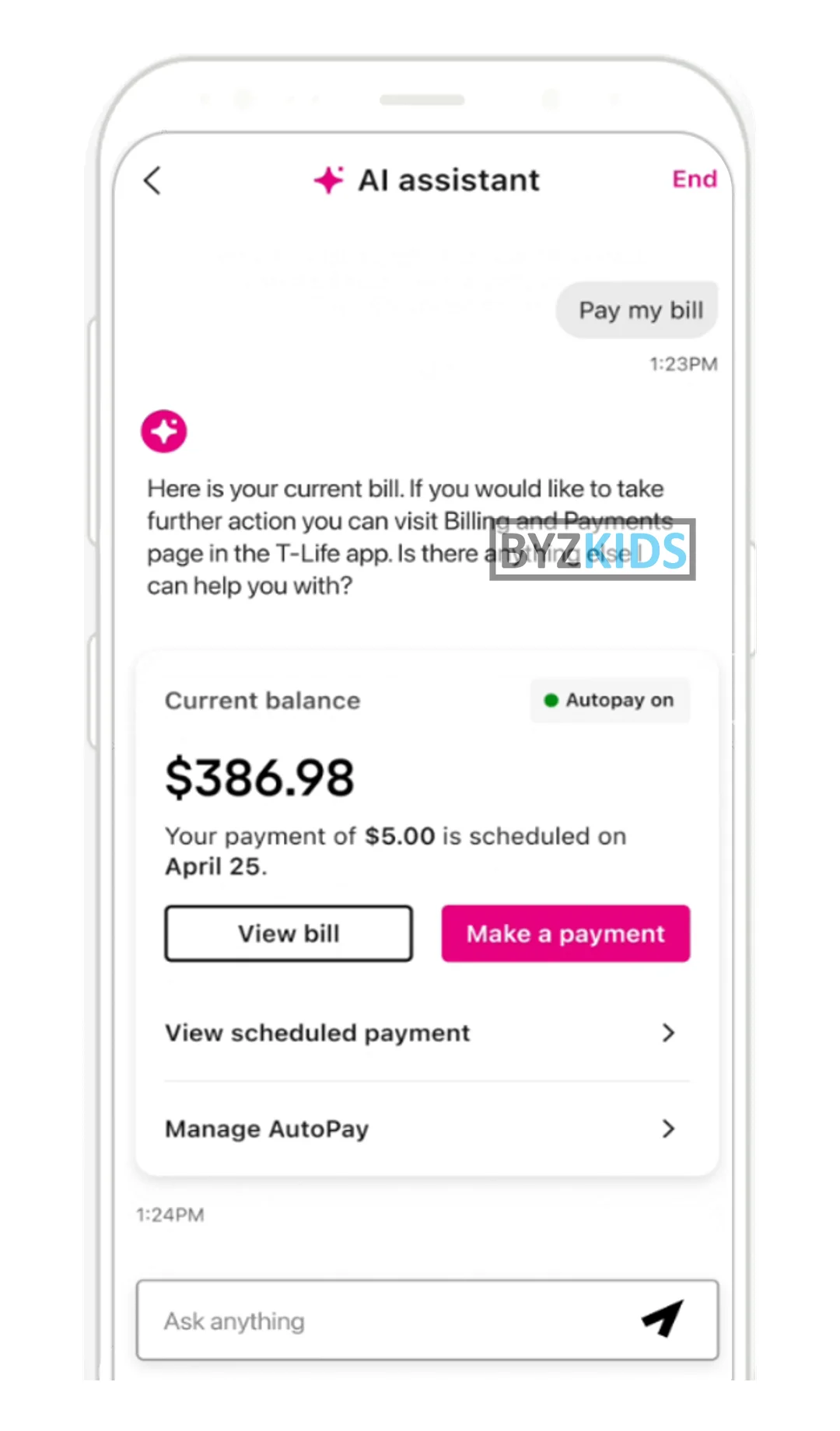 T-Mobile: AI assistant inline end-to-end invoice payment