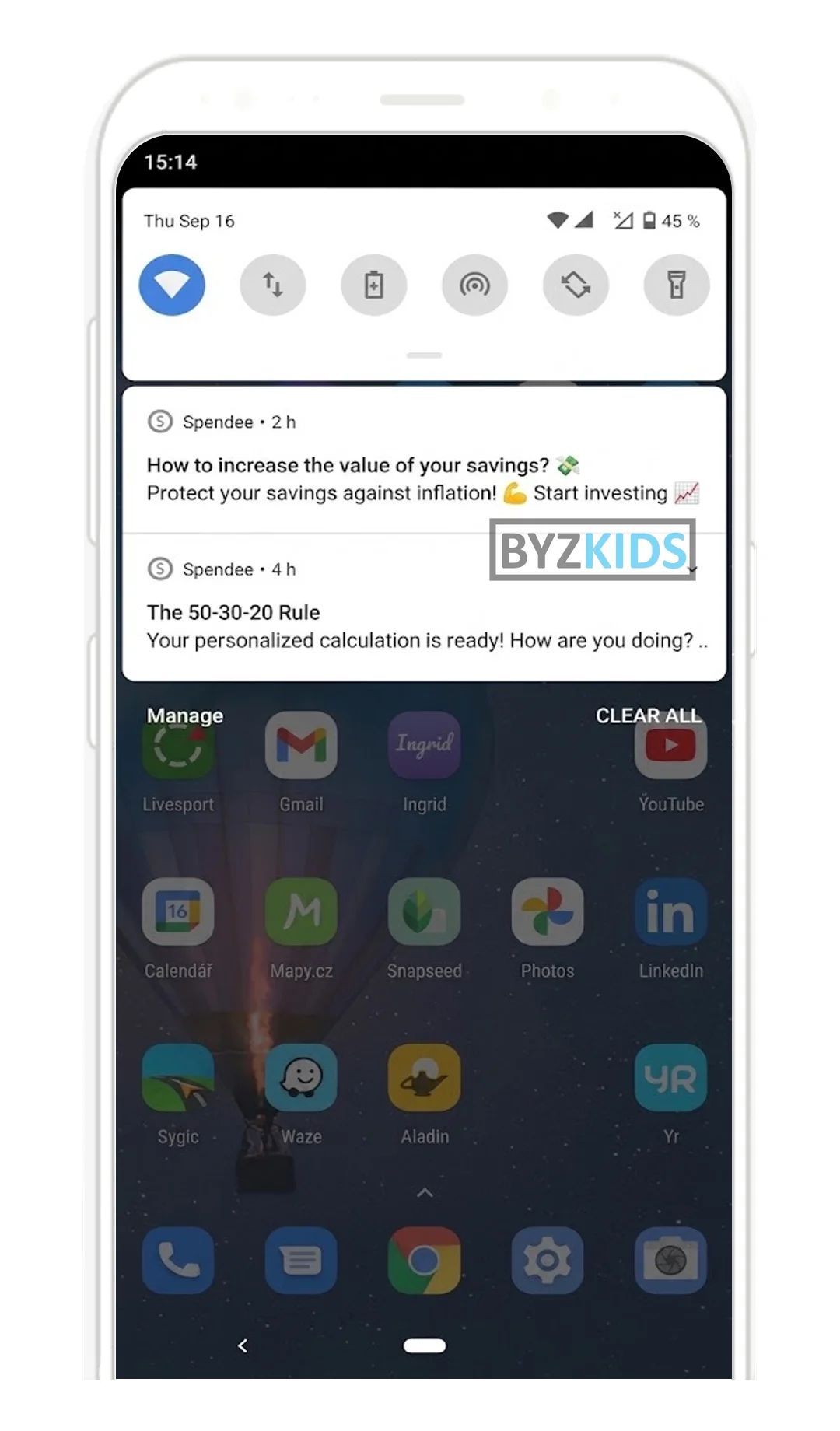 Spendee app screen