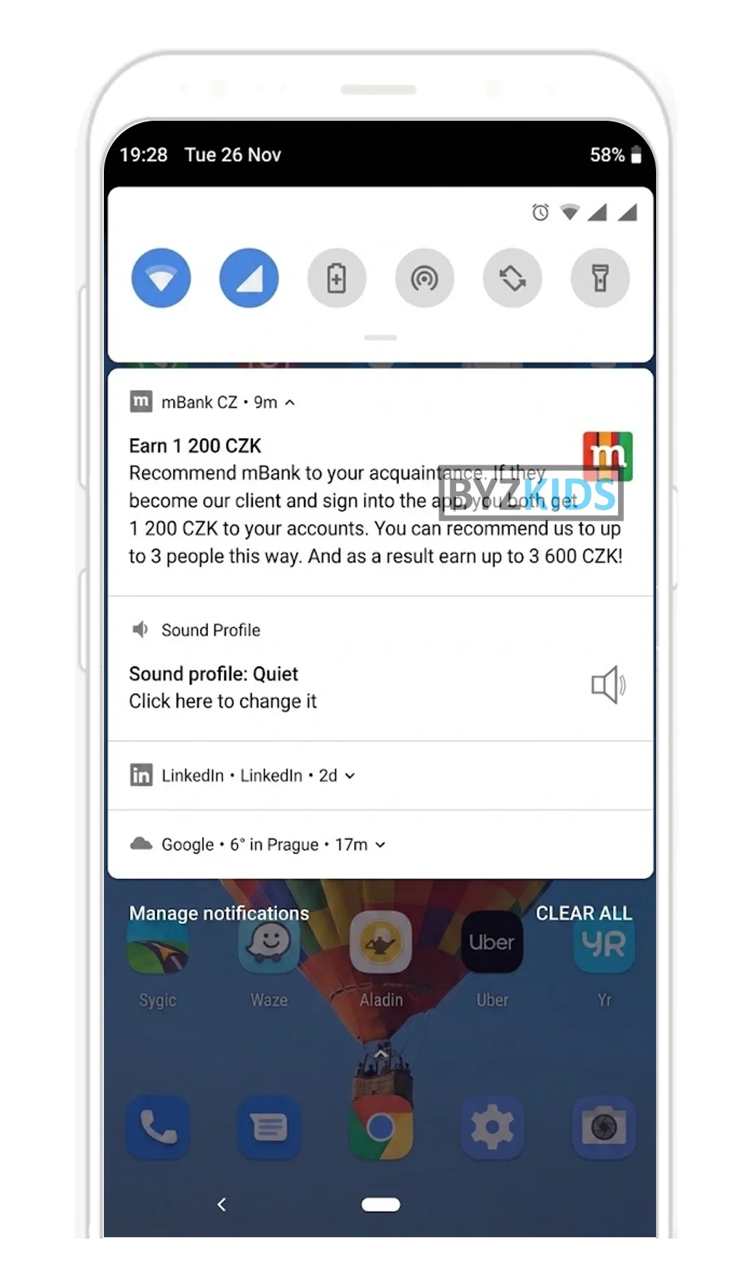 mBank app screen