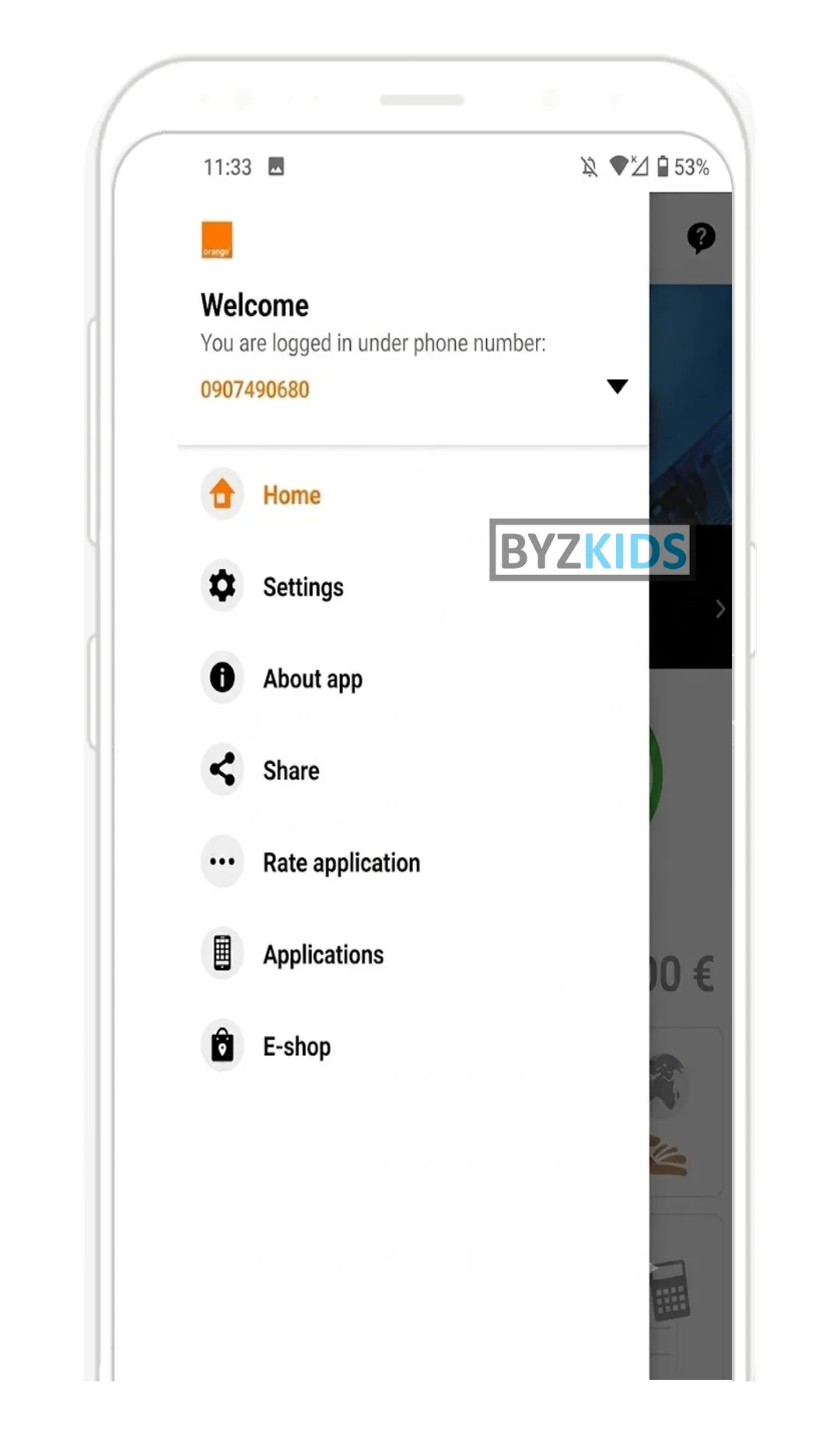 Orange Slovakia App app screen