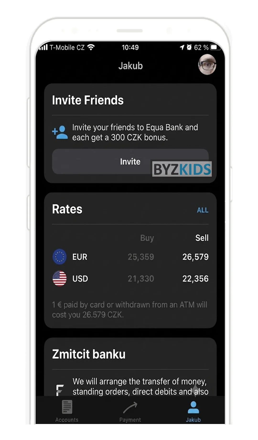 Equa Bank app screen