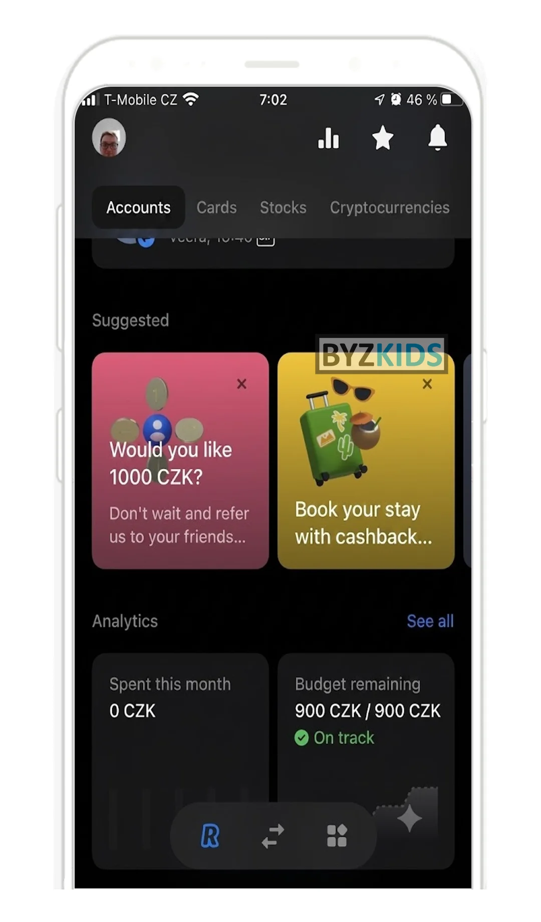 Revolut app screen
