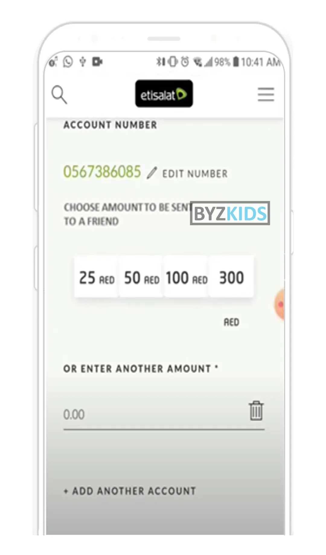Etisalat UAE app screen