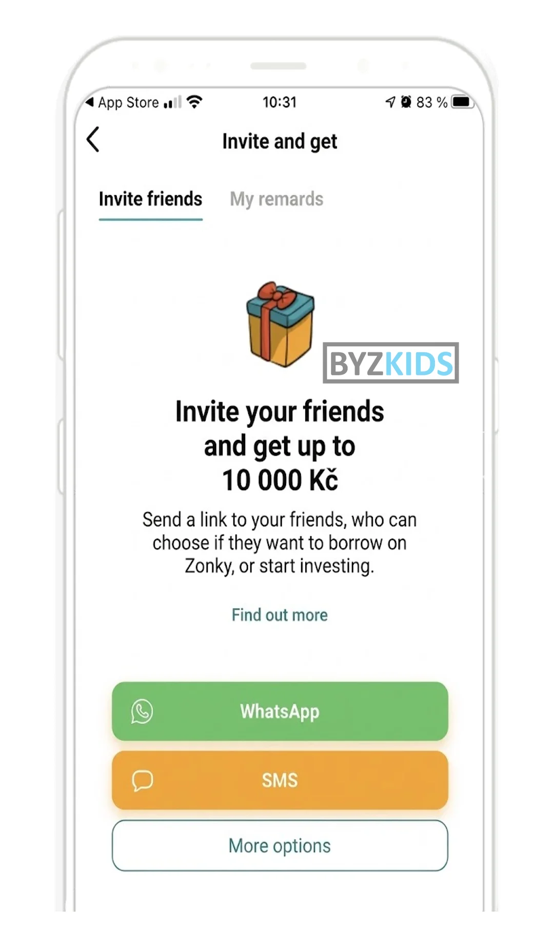Zonky app screen