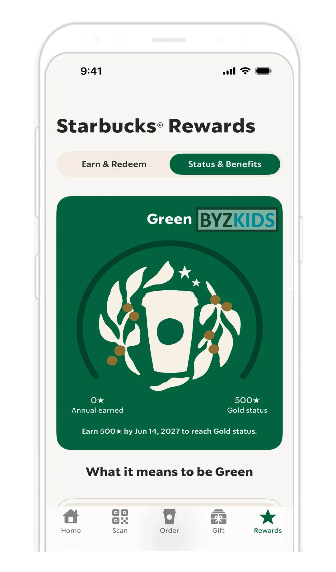 Starbucks Rewards: Tiered loyalty status with visual progress ring